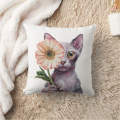 かわいい大花猫|かわいいスフィンクス猫 クッション (ブランケット)