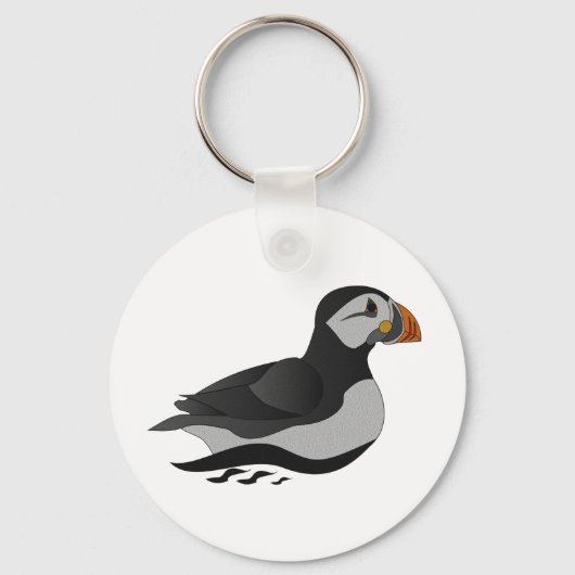 かわいい大西洋のパフィン水泳漫画 キーホルダー (正面)