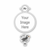 かわいい大西洋のパフィン水泳漫画 シール (正面)