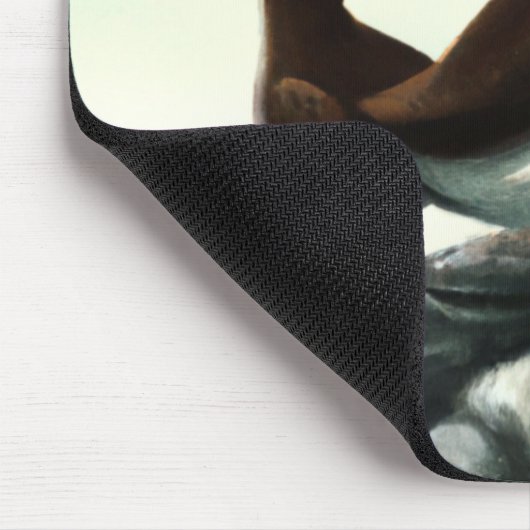 かわいい大西洋のパフィン、海の上の岩 マウスパッド (コーナー)