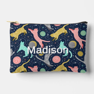 かわいい天上の神秘的な宇宙パーソナライズされた猫 アクセサリーポーチ