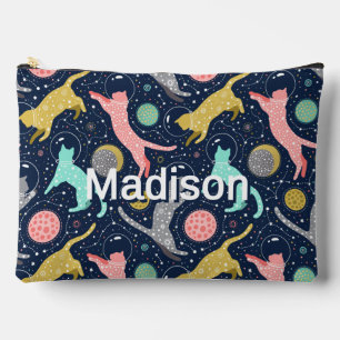 かわいい天上の神秘的な宇宙パーソナライズされた猫 アクセサリーポーチ