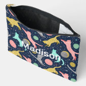 かわいい天上の神秘的な宇宙パーソナライズされた猫 アクセサリーポーチ (見開き)