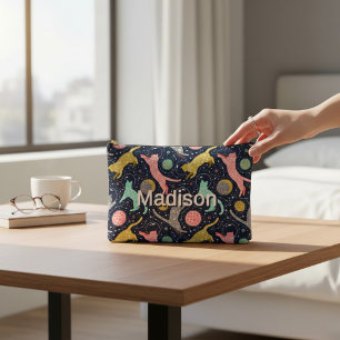 かわいい天上の神秘的な宇宙パーソナライズされた猫 アクセサリーポーチ