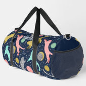 かわいい天上の神秘的な宇宙パーソナライズされた猫 ダッフルバッグ (右コーナー)