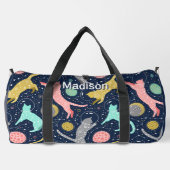 かわいい天上の神秘的な宇宙パーソナライズされた猫 ダッフルバッグ (裏面)