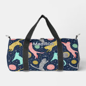 かわいい天上の神秘的な宇宙パーソナライズされた猫 ダッフルバッグ (正面)
