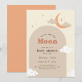 かわいい天体の月と星のベビーシャワー 招待状 (正面/裏面)