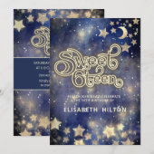 かわいい天体月と星のスイート16 招待状 (正面/裏面)