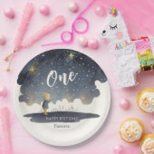 かわいい天体誕生日スターズウォーターカラーボーイ ペーパープレート (パーティー)