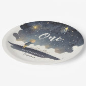 かわいい天体誕生日スターズウォーターカラーボーイ ペーパープレート (アングル)