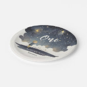 かわいい天体誕生日スターズウォーターカラーボーイ ペーパープレート (アングル)