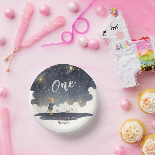 かわいい天体誕生日スターズウォーターカラーボーイ ペーパーボウル (パーティー)