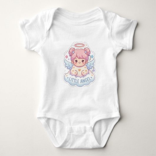 かわいい天使ちびキャラ赤ちゃんロンパース ベビーボディスーツ (正面)