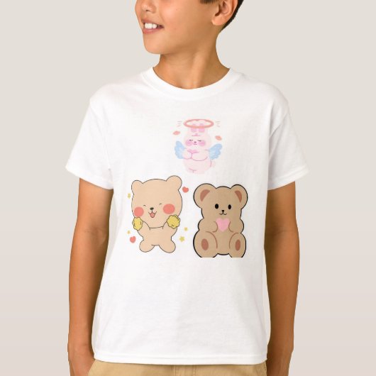 かわいい天使とテディベア Tシャツ (正面)