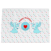 かわいい天使と水玉模様と雪片 ラージペーパーバッグ (正面)