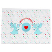 かわいい天使と水玉模様と雪片 ラージペーパーバッグ (裏面)