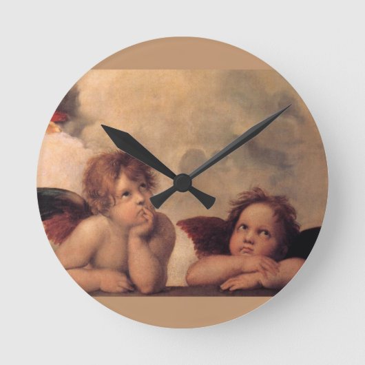 かわいい天使の信頼Raphaelの信頼の賛美 ラウンド壁時計 (正面)