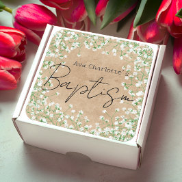 かわいい天使の息吹 水彩花 ボヘミアンスタイル 洗礼 スクエアシール