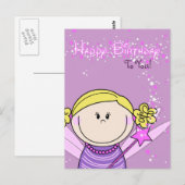 かわいい天使の誕生日カード ポストカード (正面/裏面)
