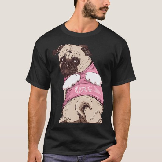 かわいい天使パグ Tシャツ (正面)