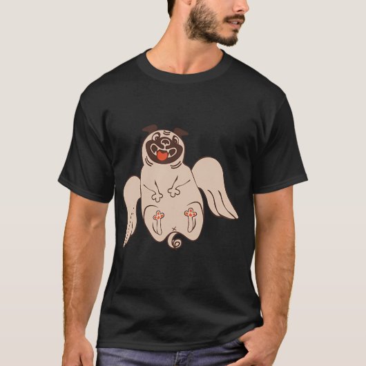 かわいい天使パグ Tシャツ (正面)