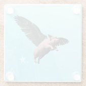 かわいい天使飛んでいるの豚の空 ガラスコースター (裏面)