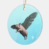 かわいい天使飛んでいるの豚の空 セラミックオーナメント (左)