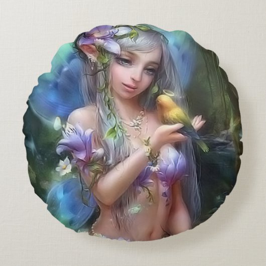 かわいい天使 ラウンドクッション (正面)