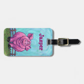 かわいい天地のブタパーソナライズな旅行ラベル ラゲッジタグ (正面横)