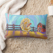 かわいい天地の鶏 ランバークッション (ブランケット)