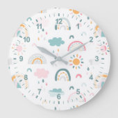 かわいい天気パターン ラージ壁時計 (正面)