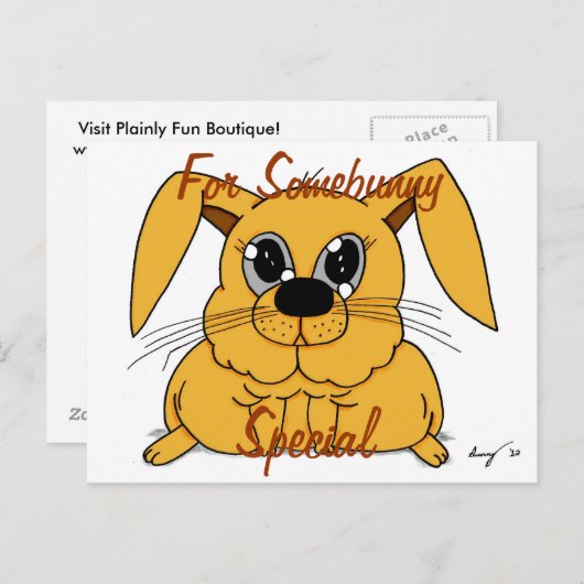 かわいい太いバニー「For Somebunny Special」はがき ポストカード (正面/裏面)