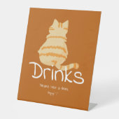 かわいい太ったオレンジ色の猫のベイビーシャワーの飲み物 台座サイン (正面)