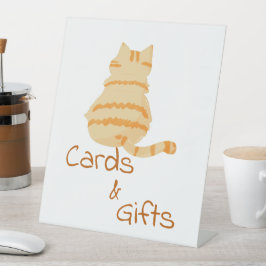 かわいい太ったオレンジ色の猫のベビーシャワーカード＆ギフト 台座サイン