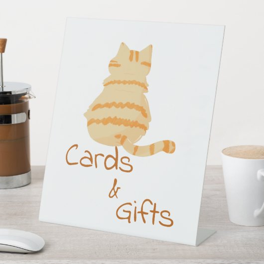 かわいい太ったオレンジ色の猫のベビーシャワーカード&ギフト 台座サイン (インサイチュ)