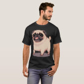 かわいい太ったパグ - ピクセルアート Tシャツ (正面フル)