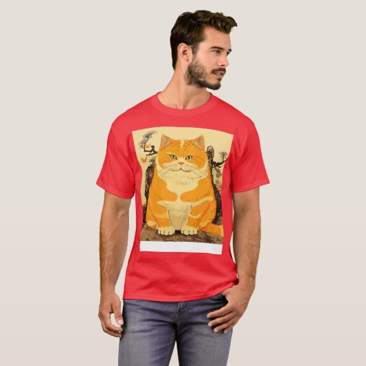 かわいい太った猫 Tシャツ (正面フル)