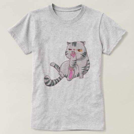 かわいい太った猫 Tシャツ (デザイン正面)