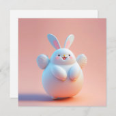 かわいい太った白うさぎ（羽つき） (正面/裏面)