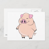 かわいい太った豚 ポストカード (正面/裏面)