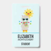 かわいい太陽とクールなラマ バッジ (裏面)