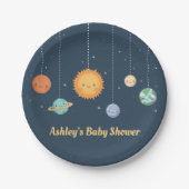かわいい太陽と惑星の宇宙のベビーシャワー用品 ペーパープレート (正面)