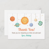 かわいい太陽と惑星ベビーシャワーありがとう 招待状 (正面/裏面)