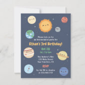 かわいい太陽と惑星 天文学 宇宙 誕生日 招待状 (正面)