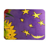 かわいい太陽と月と黄色い星フレキシブル マグネット (横)