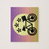 かわいい太陽と自転車のフローラとレインボーグラデーション ジグソーパズル (縦)