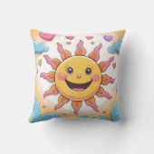 かわいい太陽と虹の子供向けパターン クッション (裏面)
