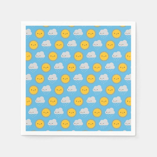 かわいい太陽と雨 スタンダードカクテルナプキン (正面)