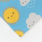 かわいい太陽と雨 フリースブランケット (角)
